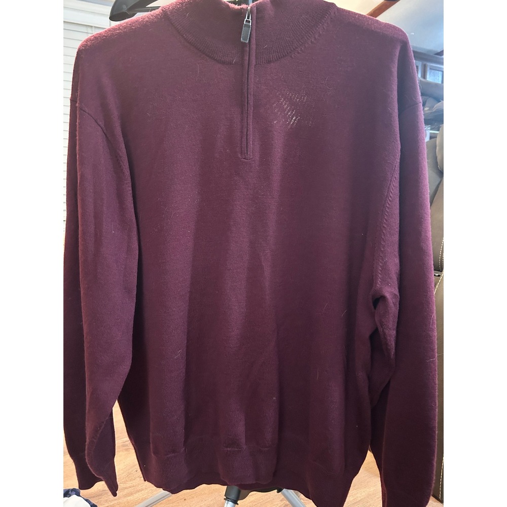 Jos. A. Bank Signature Collection XXL Burgundy 100% Merino Wool 1/4 Zip Sweater